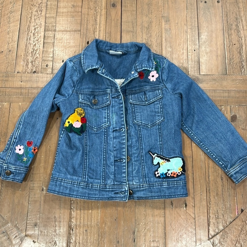 Hanna andersson sherpa lined denim patch jacket